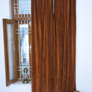 Cinnamon Velvet Curtains: Luxury Cotton Bohemian Window Panels (Set of 2)