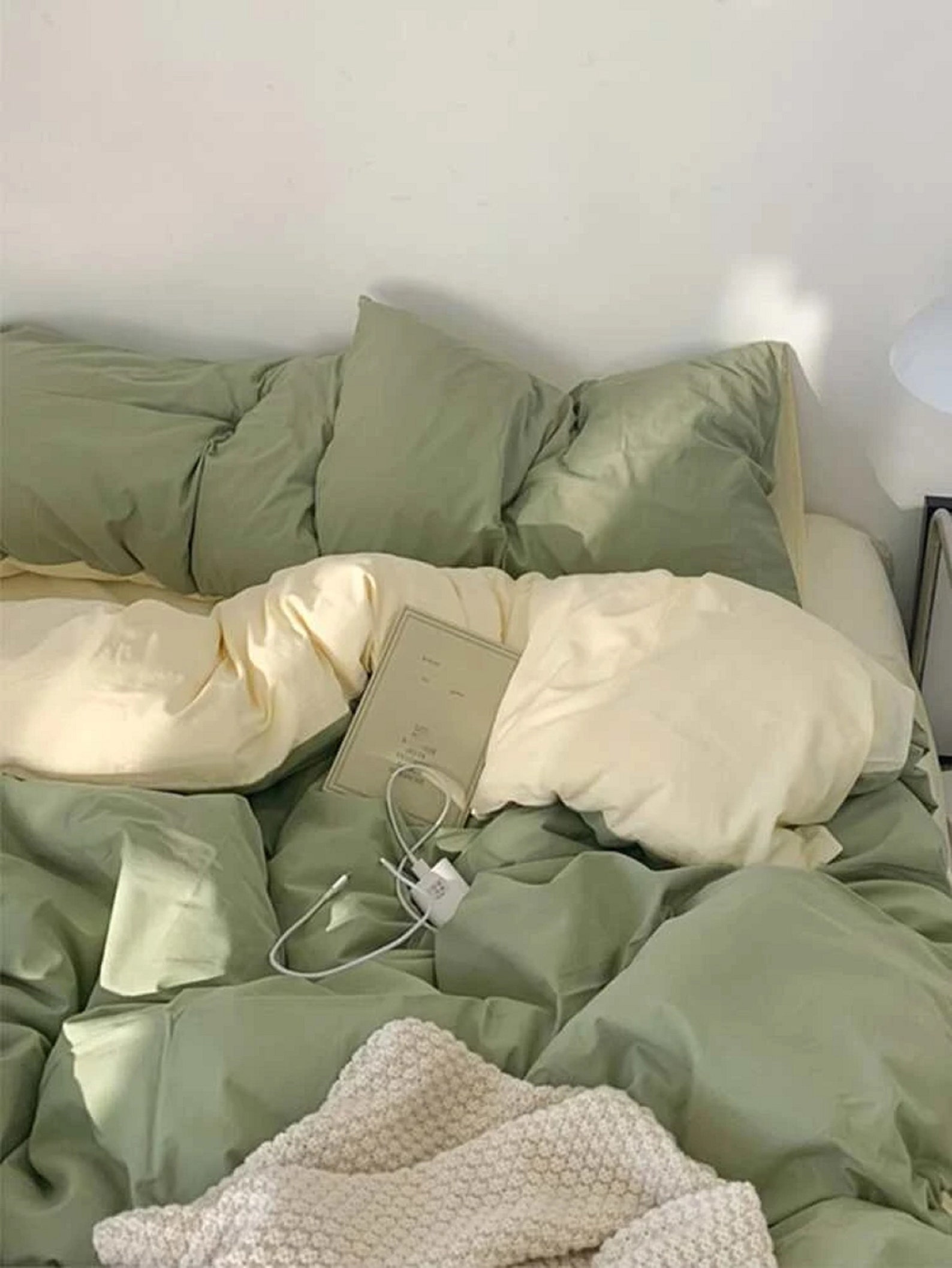 Sage Green and Yellow Pastel Color Cotton Duvet Cover Softened Etsy