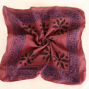 Plum Floral Indian Print Bandana: 100% Organic Cotton Head Wrap