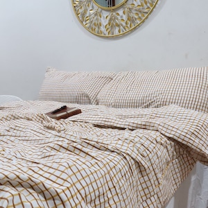 Handmade Plaid Cotton Duvet Cover Set: Boho Chic Bedding