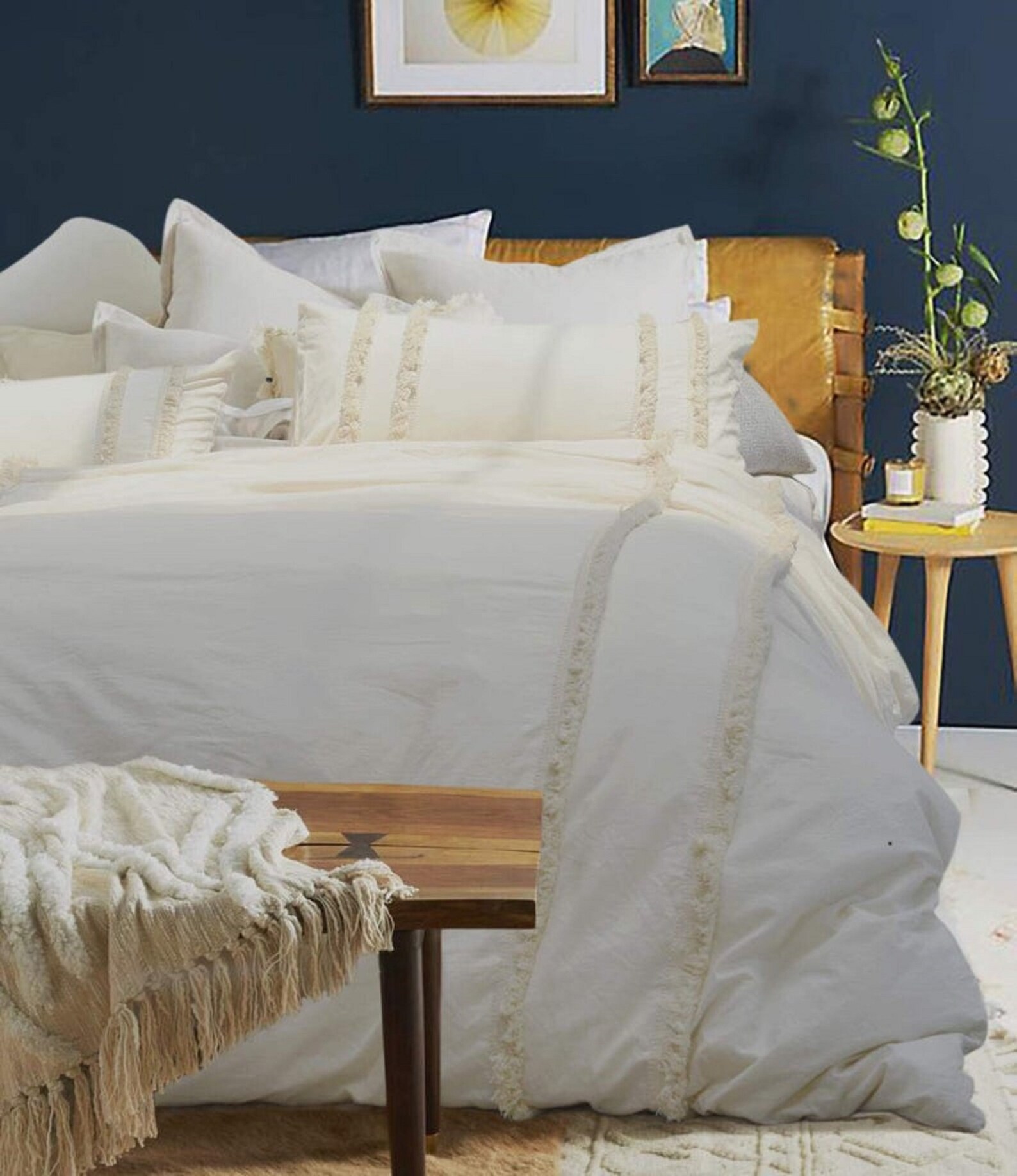 Ivory Fringes Duvet Cover Set Queen Boho Duvet Cover Full Etsy