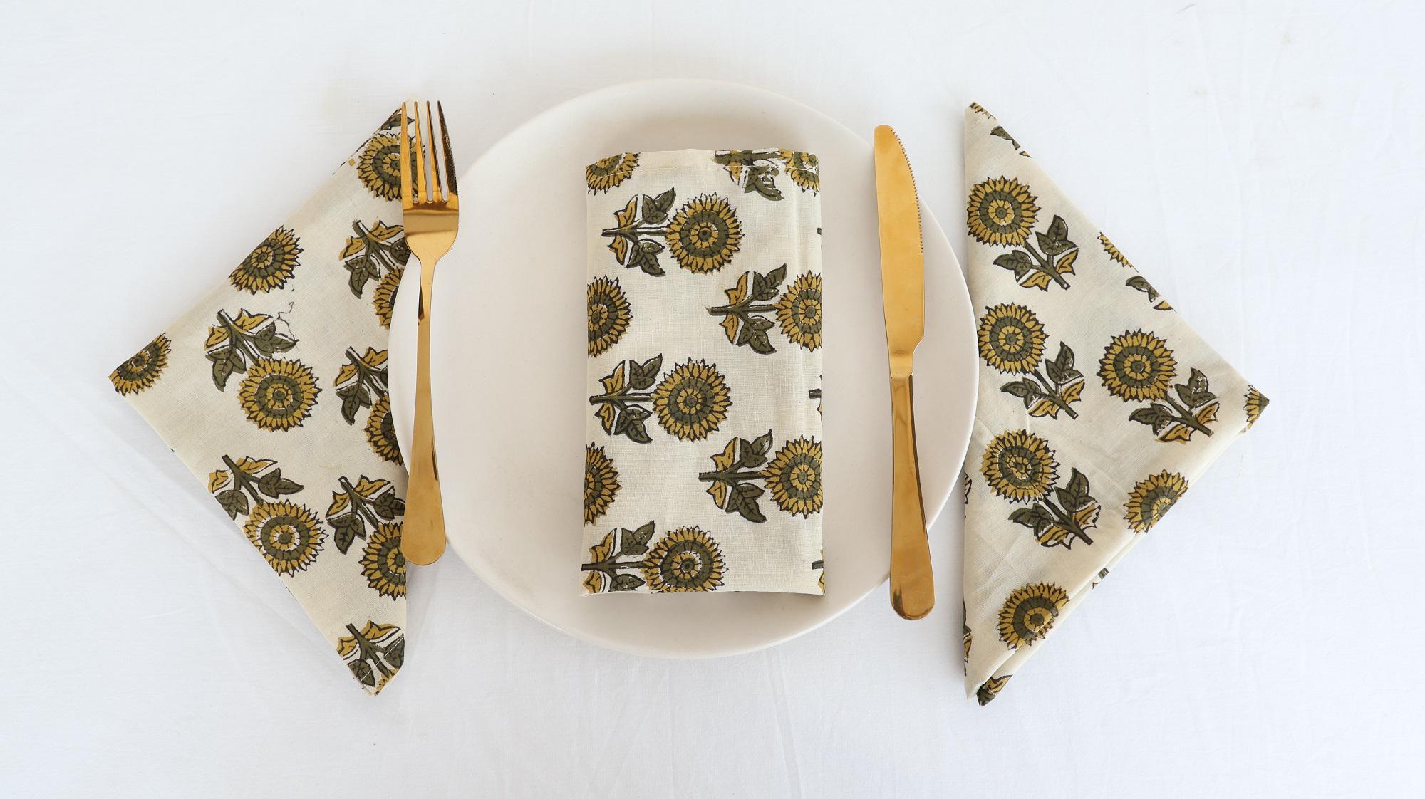 Home Spun & Crafts - Set di 4 tovaglioli di cotone, 50 x 50 cm