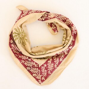 Hand Block Print Cotton Bandana: Bohemian Neck Scarf