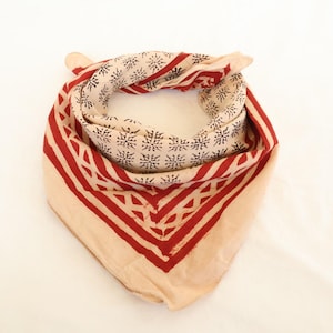 Hand Block Print Cotton Bandana: Bohemian Neck Scarf