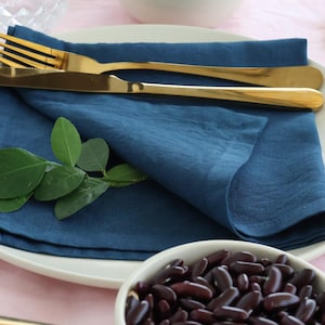 Navy Blue Color Cotton Napkins, Washed Cotton Napkins in Various Colors, Dining Table Napkins, Dinner Napkins Stonewashed Wedding Napkin