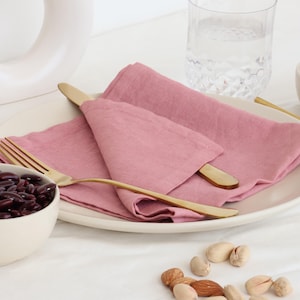 Rose Pink Cotton Cloth Napkins: Stonewashed Organic Dinner Napkins