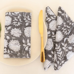 Handblock Printed Cotton Napkins - Set of 100, Floral Wedding Table Decor