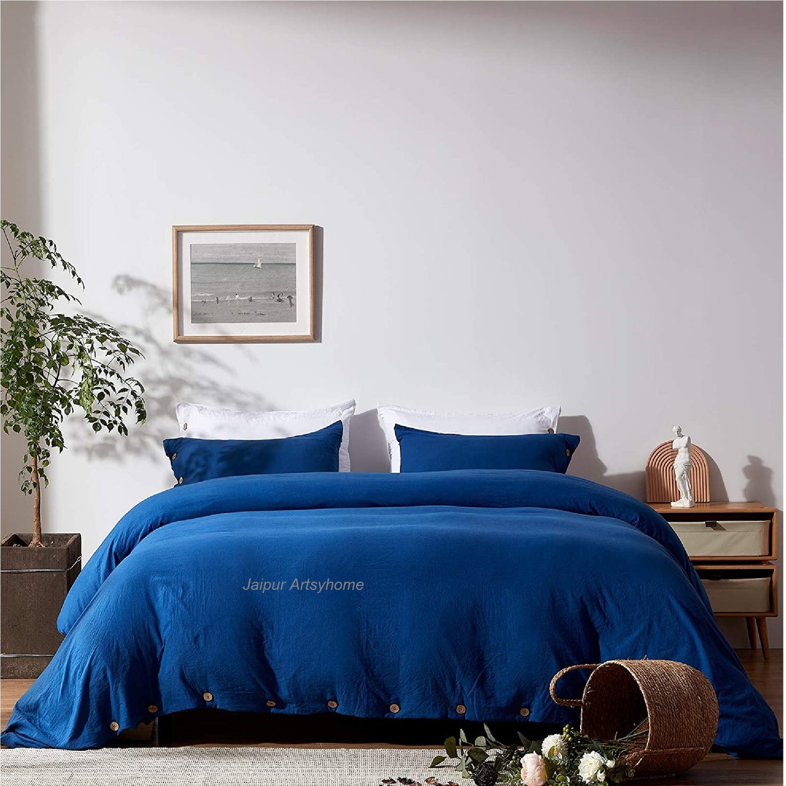 Dark Blue cotton duvet cover set Washed Softened Cotton Duvet Etsy