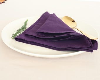 Purple Cotton Cloth Napkin: Stonewashed Wedding Napkins