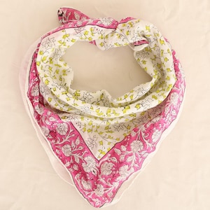 Hand Block Print Cotton Bandana Scarf: Paisley Head Wrap
