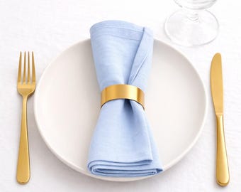 100 Pack Dusty Blue Cotton Napkins: Stonewashed Wedding Table Decor