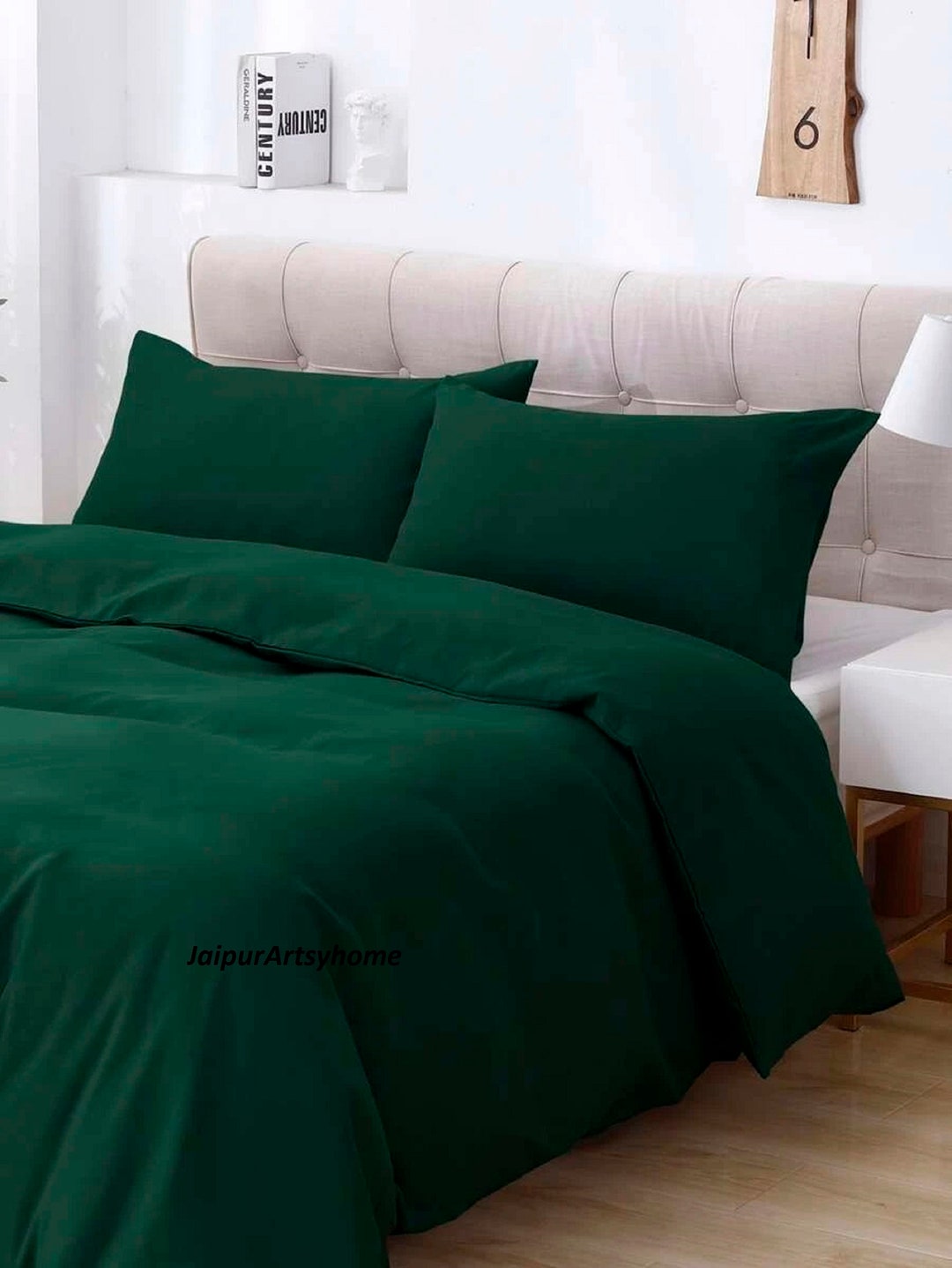 Dark Green Color Cotton Duvet Cover Set Duvet Cover With Etsy