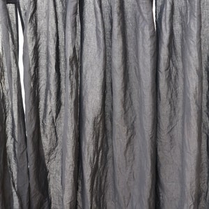 Handmade Dark Grey Linen Curtain: Boho Window Treatment, 2 Panel Set