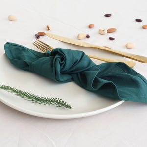 100% Linen Forest Green Napkins Soft Eco-Friendly Cloth Napkins Table Settings, Handmade Napkins  Rustic Table Linens for Boho Decor napkins