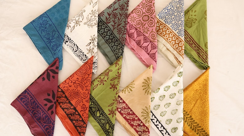 Organic Cotton Bandanas - Bulk Set of 12 - Paisley Print Head Scarf - Etsy