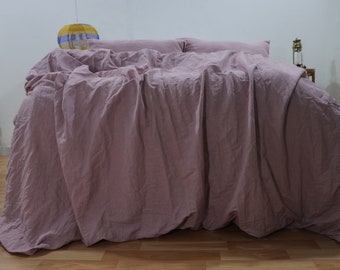 Handmade Dusty Rose Linen Duvet Cover Set: Stonewashed Cotton Bedding