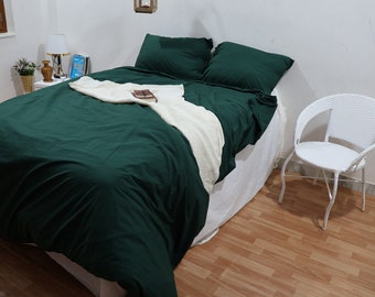 Bosgroen Dekbedovertrek Met Knoopsluiting Luxe Gezellig Comfortabel Zacht Katoenen Beddengoed Set 100% Katoenen Dekbed Kussensloop Set,