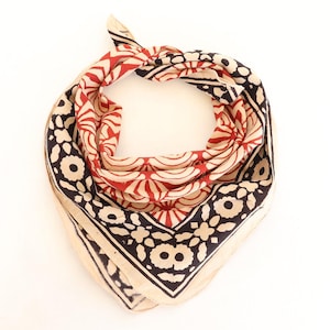 Hand Block Print Cotton Bandana: Bohemian Neck Scarf