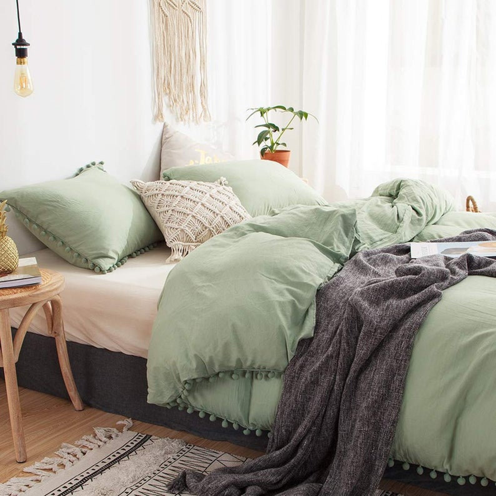 Sage Green Bedding Duvet Cover Sets Duvet Cover With | Etsy
