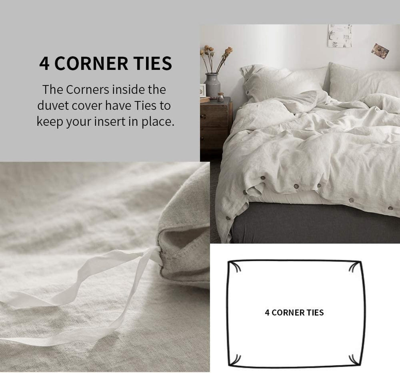 Natural Linen Duvet Cover Softened Quilt Cover Twin Queen Etsy