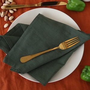 100 Pack Moss Green Cotton Napkins: Stonewashed Cloth Wedding Napkins