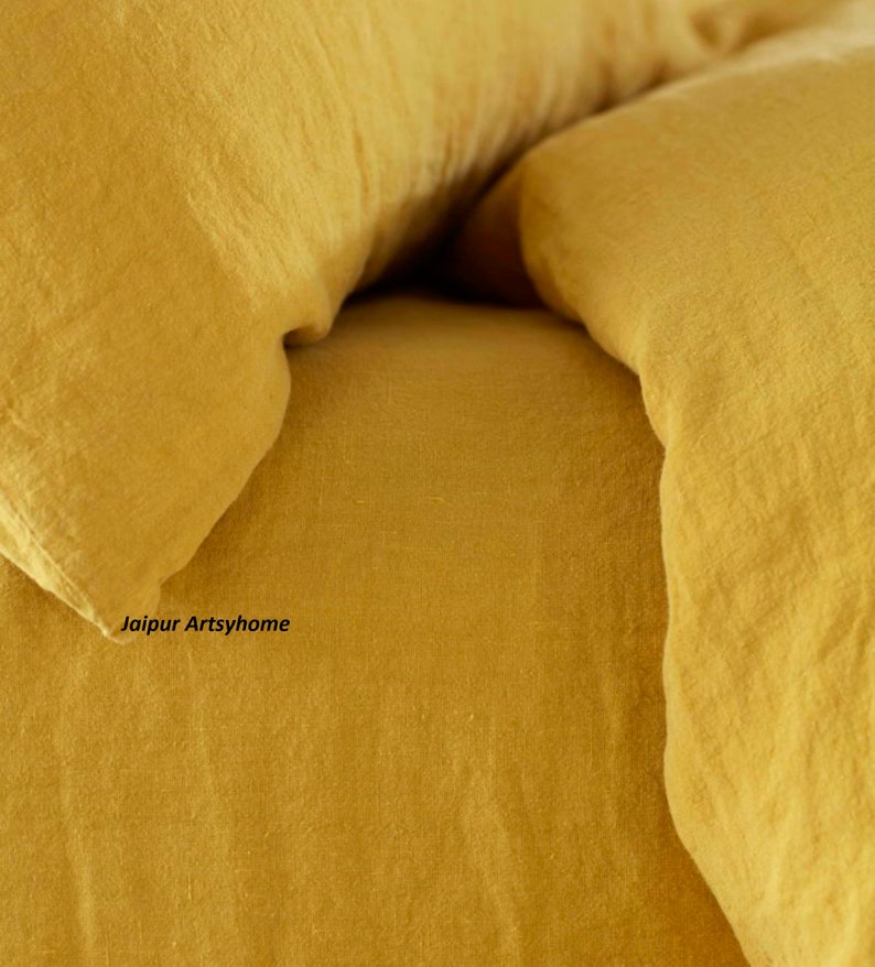Yellow Mustard Washed Linen Duvet Cover Linen Bedding Twin Etsy
