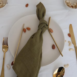 Olive Green Linen Napkins: Stonewashed Table Decor, Set of 100