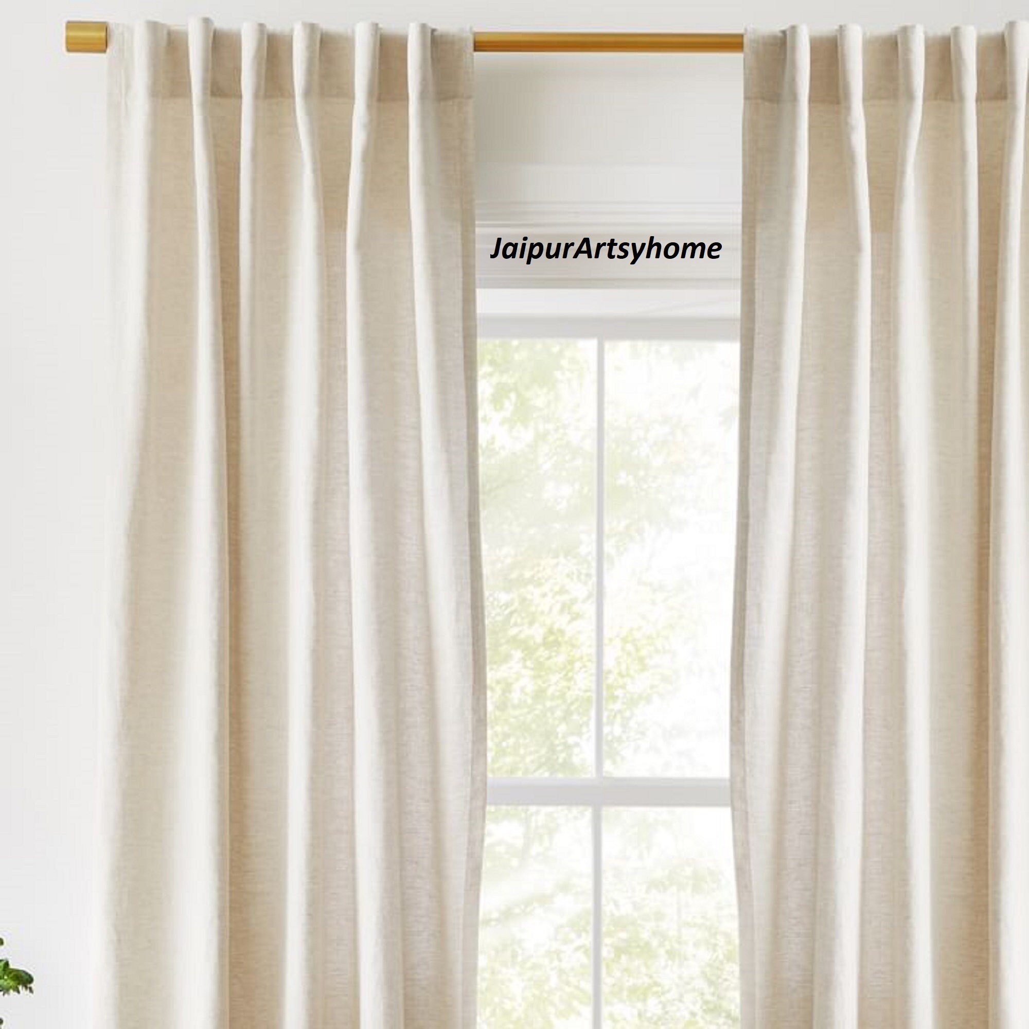 Ivory/ Cream Color Curtain 2 Panels Solid Stonewashed Cotton Etsy