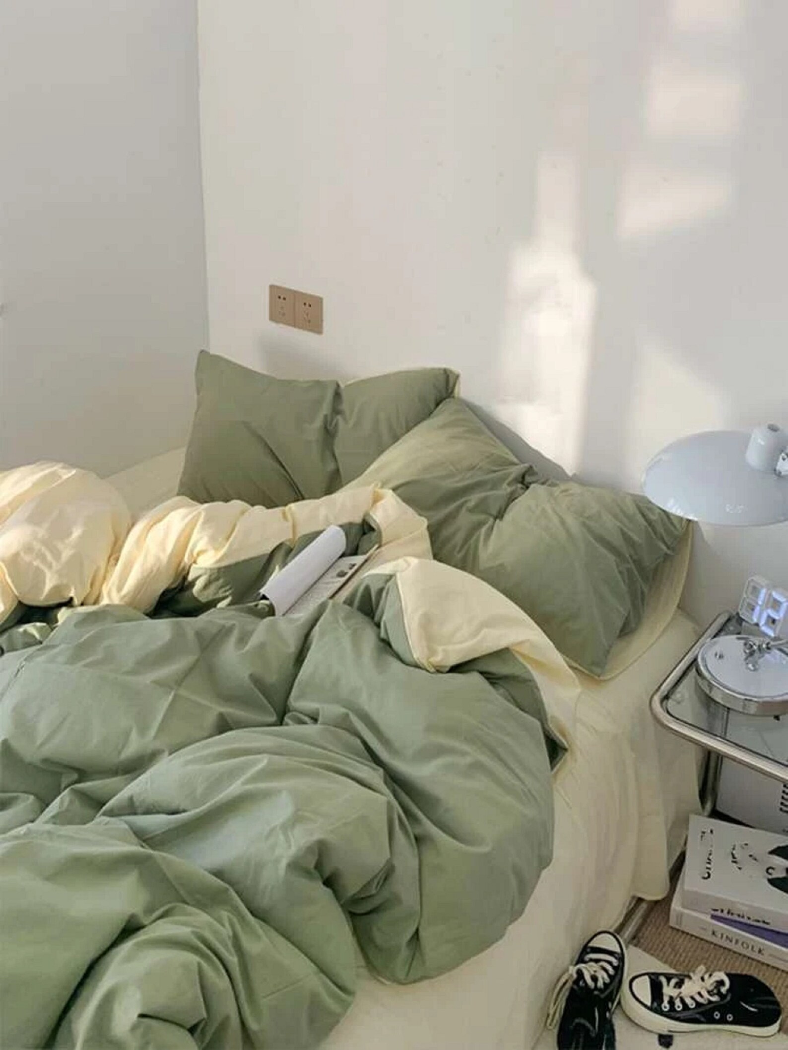 Sage Green and Yellow Pastel Color Cotton Duvet Cover Softened Etsy