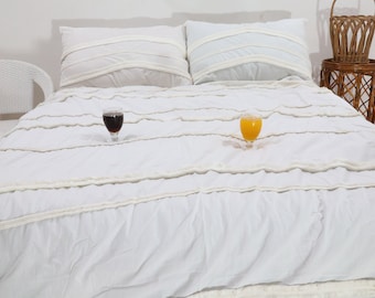 Handmade Cotton Tassels Duvet Cover Set: Boho Bedding