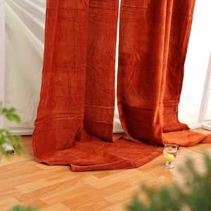 Luxury Cotton Velvet Curtain Rust color Velvet Curtain Bohemian Window Curtain Living Room Curtain Room Curtain High Quality Extra Large image 5