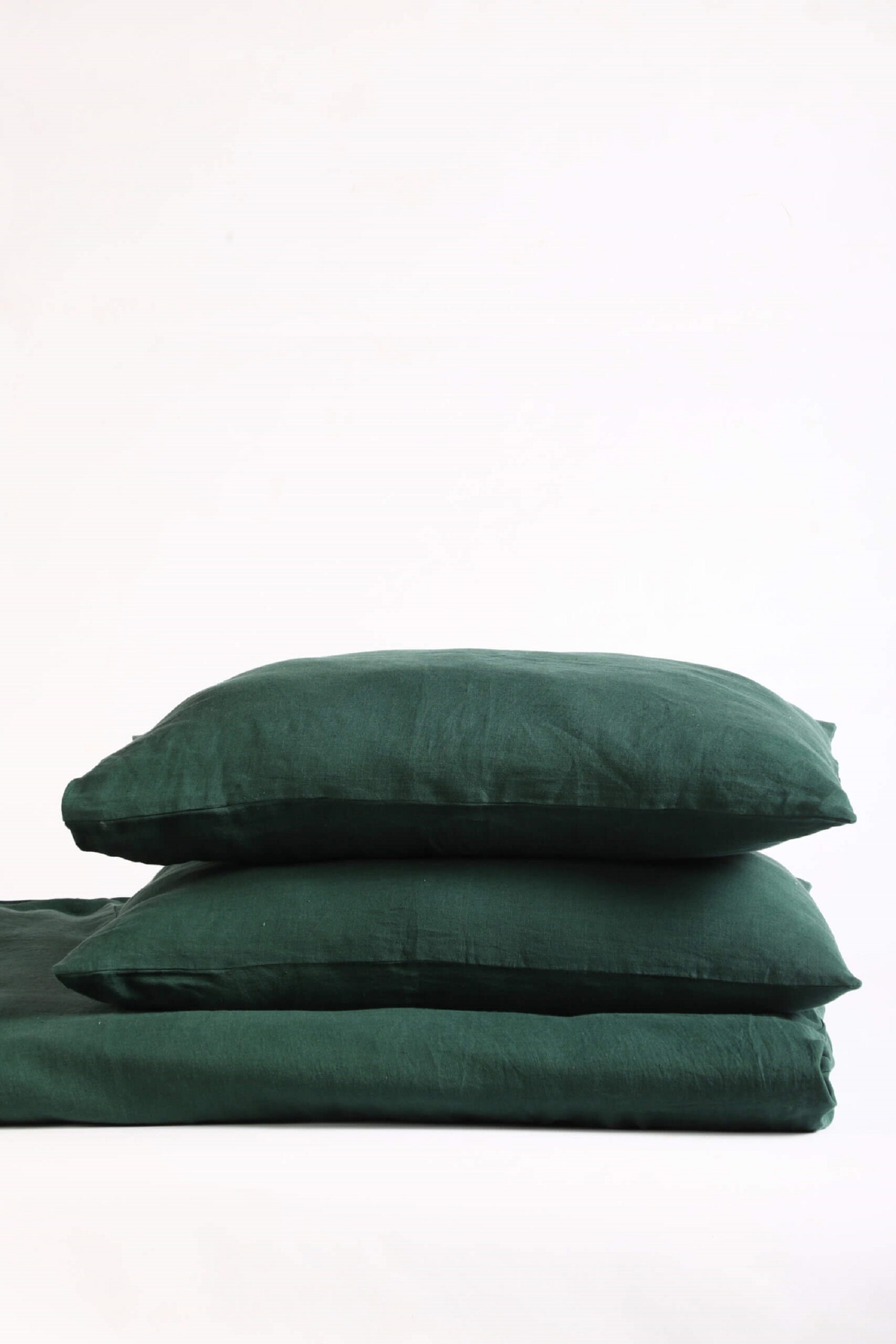 Forest Green Linen Duvet Cover / Stonewashed Linen Bedding Set Etsy