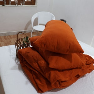 Burnt Orange duvet cover,  Cotton Duvet Cover, Cotton bedding Cover Duvet Cover, Twin Full Double Queen King Toddler custom size duvet cover
