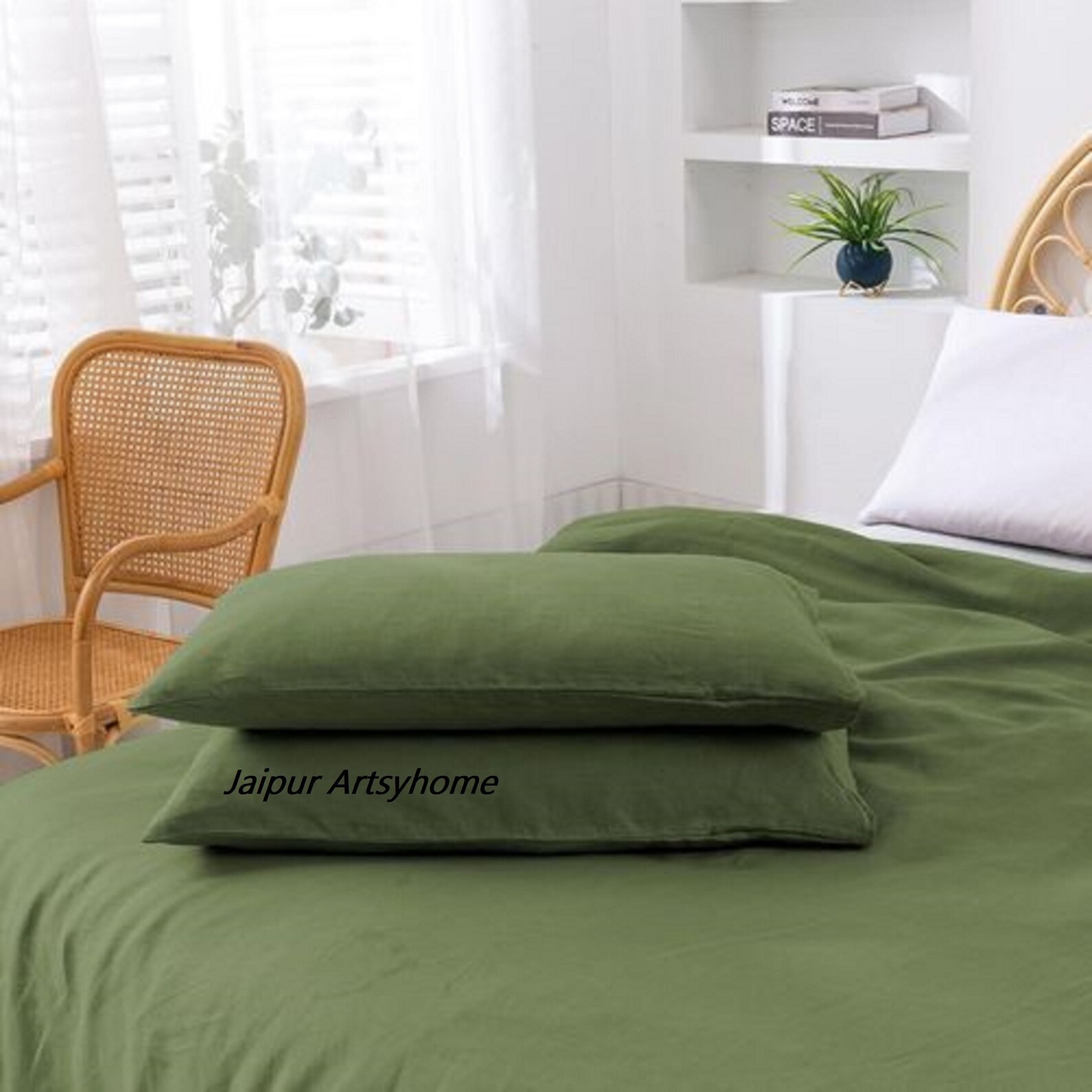 olive-green-linen-bedding-set-green-linen-duvet-cover-queen-etsy