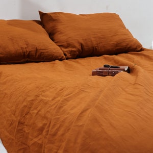 Linen Duvet Cover in Rust Color. Stonewashed Linen Bedding Cover, Duvet ...