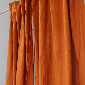 Handgemachte Leinen Panel: Rost Zimt Boho Fenstervorhänge