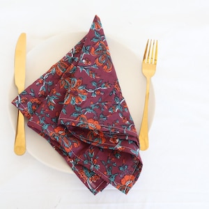 200 Pack of wedding napkins floral Print Napkins, Cotton Napkins, 100% Cotton Hand Block Printed Dinner Napkins, Wedding Reusable napkins