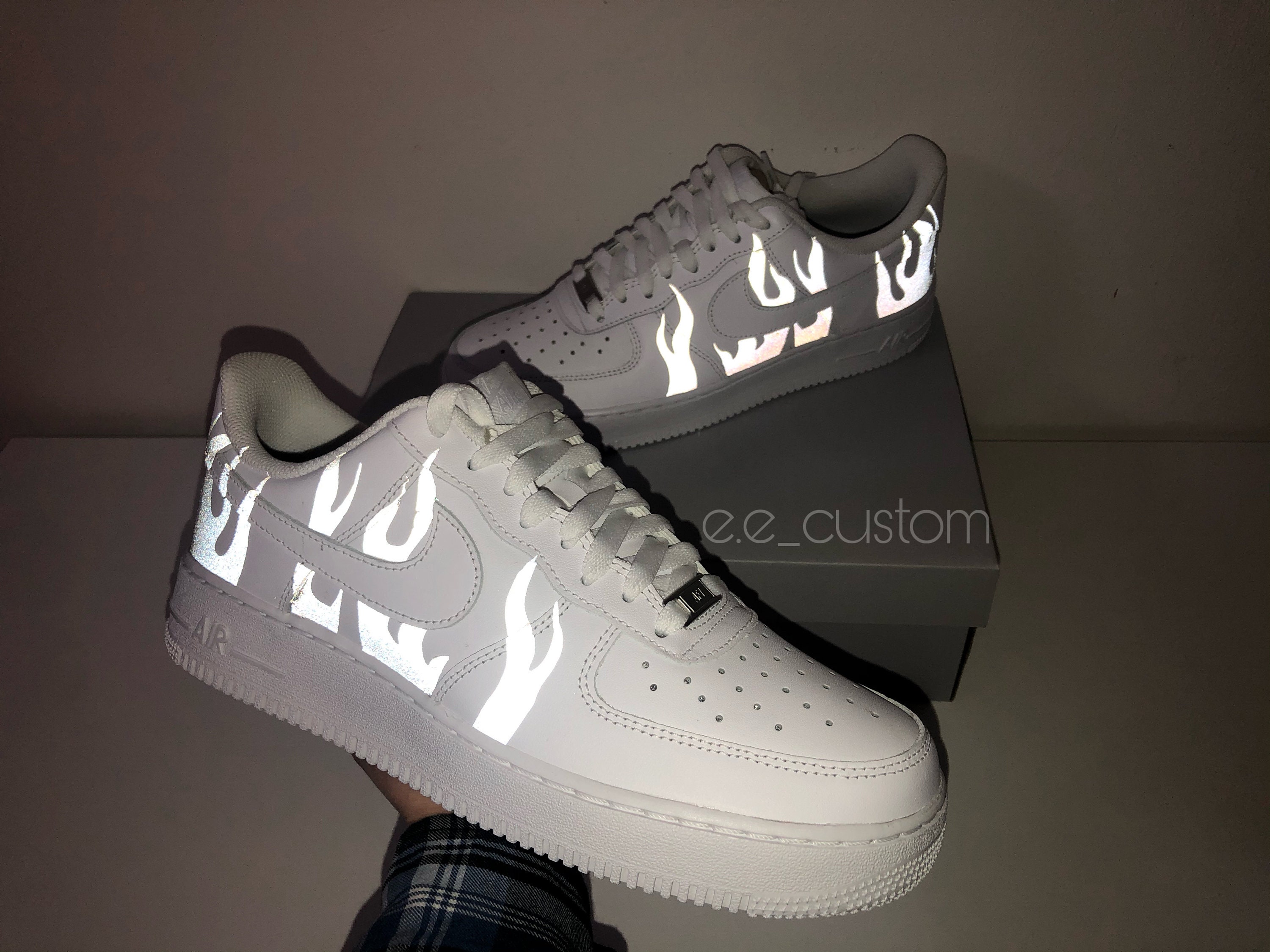 Nike Air Force 1 custom reflective flames Flammen | Etsy