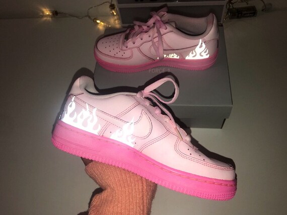 Nike Air Force 1 Custom Reflective Flame Dip Dye Pink