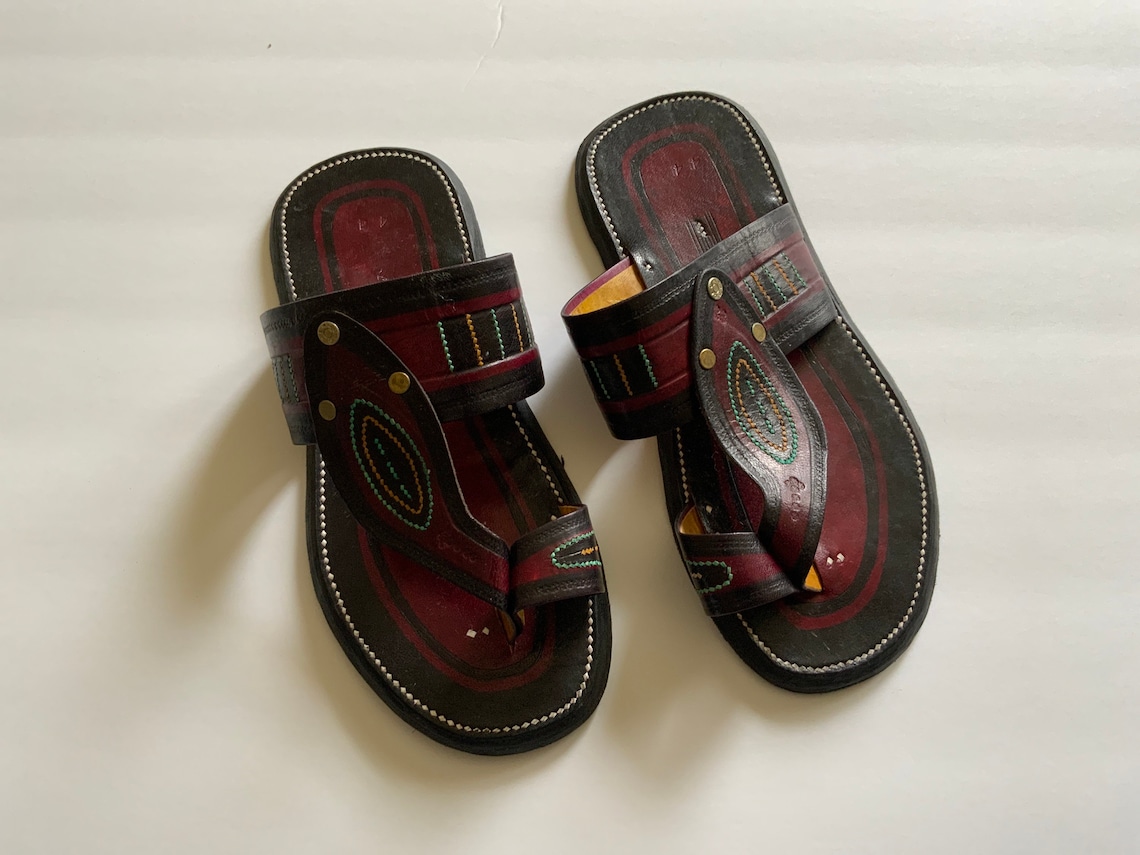 Man Leather Sandals Handmade in West Africa With Free Ankara - Etsy