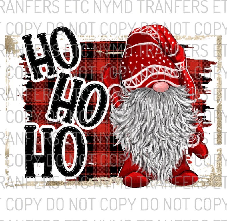 Download Ho Ho Ho Christmas Gnome Red Buffalo Plaid Sublimation | Etsy