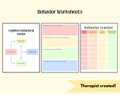 Mental Health Behavior Worksheets, therapy worksheets, printable, CBT behavior, school counseling sheets, behavior tracker