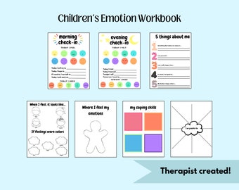 Children's Mental Health Emotions Worksheets, school counseling, therapy, printable, kid's mental health, feelings