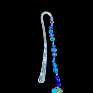 Blue Rainbow Glass Bead Bookmark