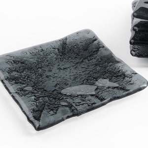 Modern Square Dinner Plates, Small Handmade Glass plates, Jewelry plate, little dish, Snacks, Dessert, Appetizer Plates