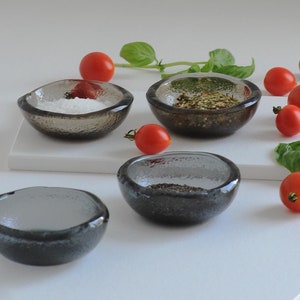 Small Sauce Bowl Set of 4.  Handmade Glass Bowls. Recycled Glass Bowls. Glass Sauce Bowl. Minimalist Glass Bowls. Gift Bowls for Wedding