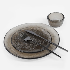 Bronze Geschirr-Sets, handgefertigte Glasteller Set, Restaurantgeschirr