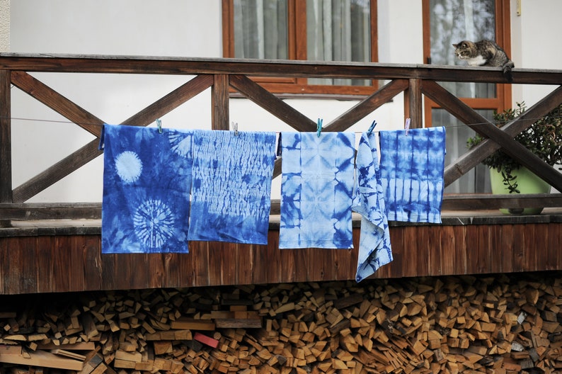 Cotton tea towel Blue cotton hand towel Kitchen decor Gift for her Set of tea towels Scandinavian towels Modern Tie Dye kitchen Towels