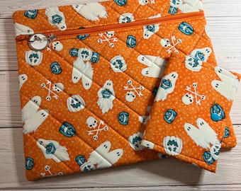 Quilted fabric fall project bag - standard size 13x11