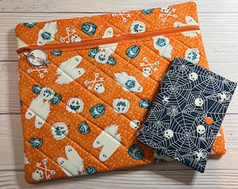 Quilted fabric fall project bag - standard size 13x11